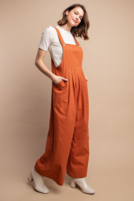 Dame Overall med Pintuck Detaljer og Lommer i Rust 2