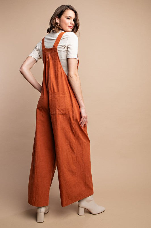 Dame Overall med Pintuck Detaljer og Lommer i Rust 3