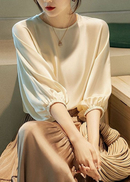 Dame Oversized Bluse med O-hals i Bohemsk Stil 1