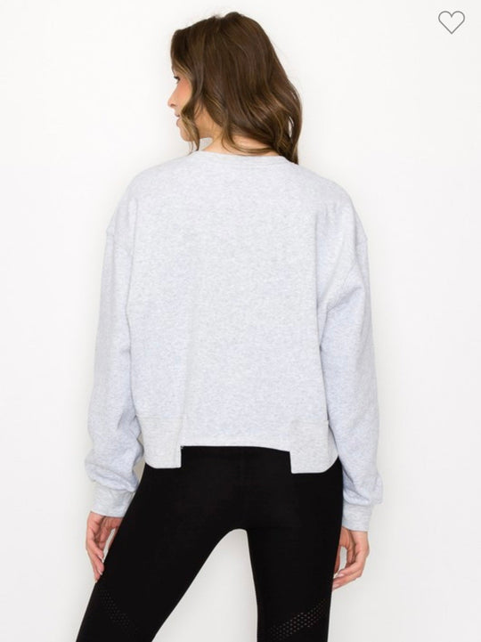 Dame Oversized Cropped Sweatshirt Grå 1
