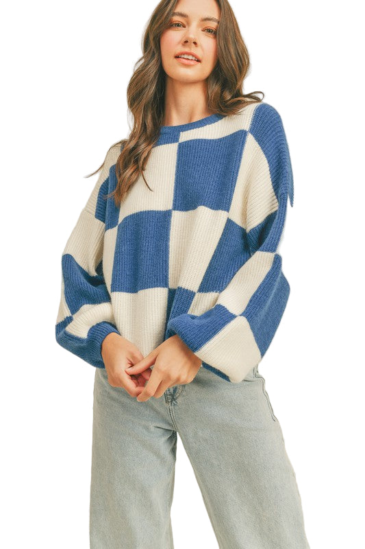 Dame Oversized Pullover Rutemønster 100% Akryl 0