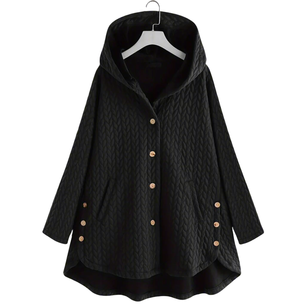 Dame Padded Jakke – Oversized Passform – Quilted Design – Hette – Asymmetrisk Kant 0