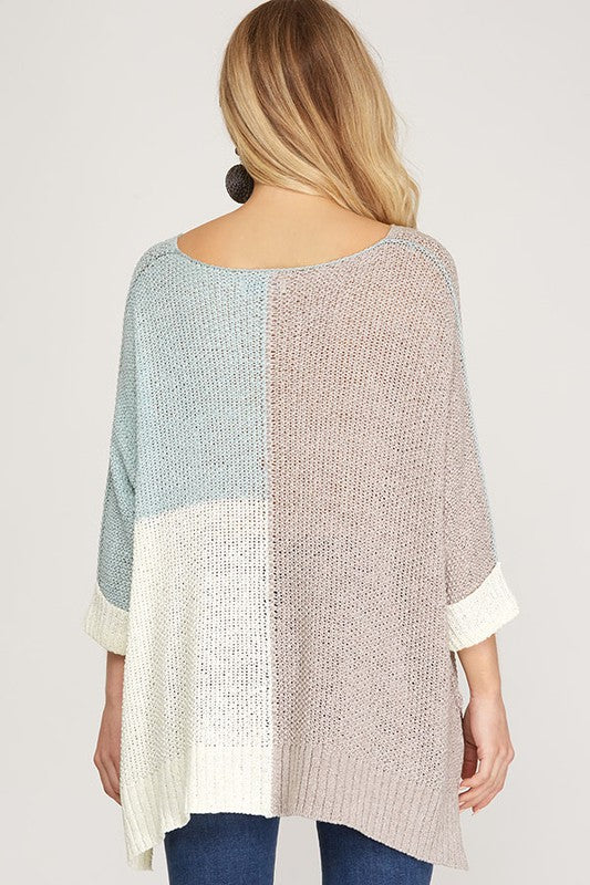 Dame Pullover Fargeblokk Strikket Materiale 2