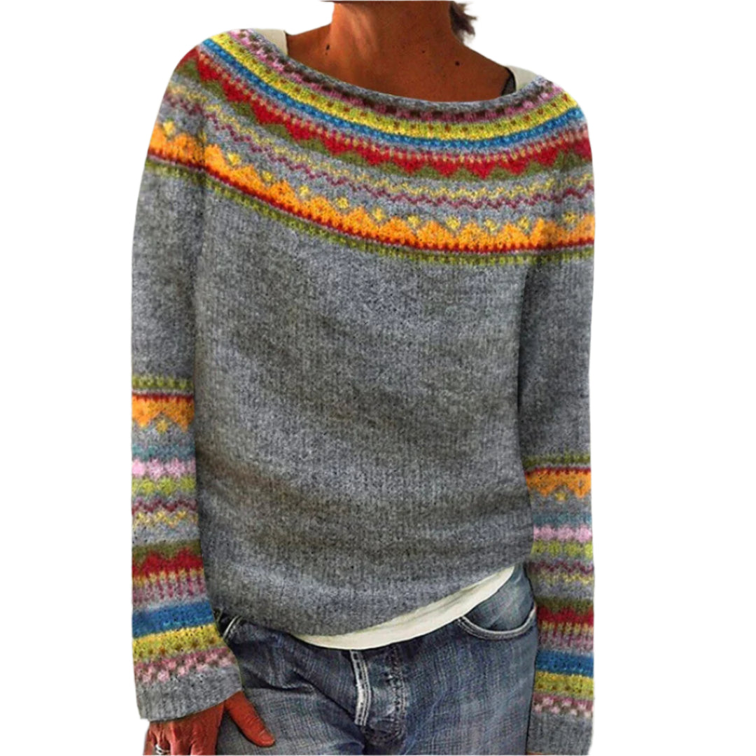 Dame Pullover Rundhals Langermet Myk Materiale 0