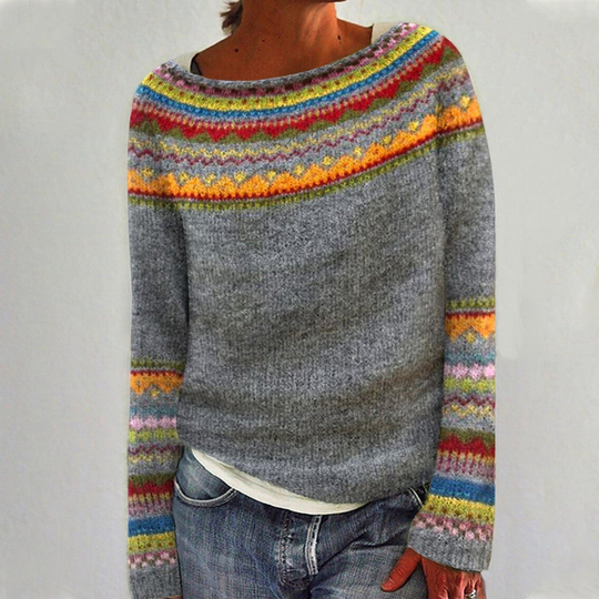 Dame Pullover Rundhals Langermet Myk Materiale 1