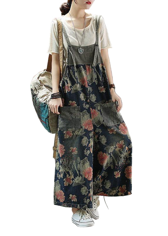 Dame Romper med Mørk Print og Lommer 0