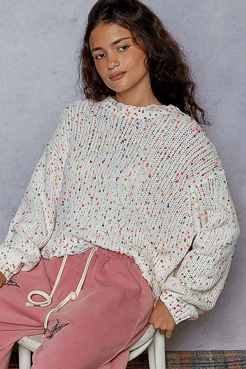 Dame Rund Hals Genser med Frynser Polyester Langermet Casual 2