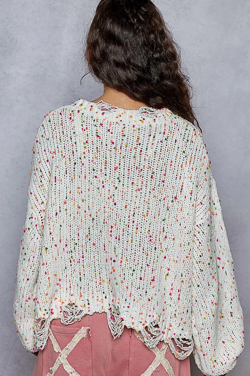 Dame Rund Hals Genser med Frynser Polyester Langermet Casual 3