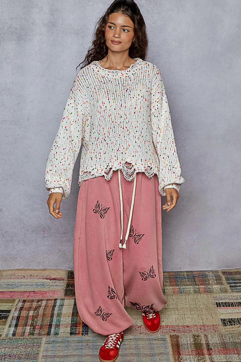 Dame Rund Hals Genser med Frynser Polyester Langermet Casual 5