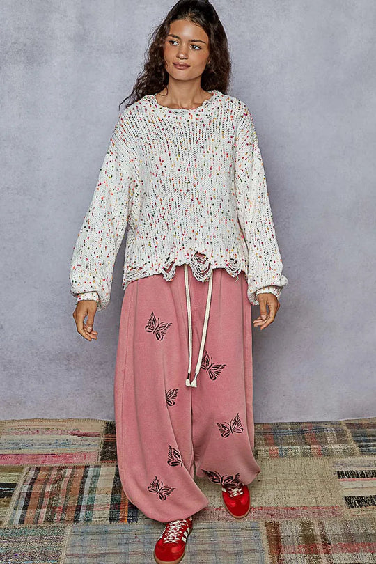 Dame Rund Hals Genser med Frynser Polyester Langermet Casual 5
