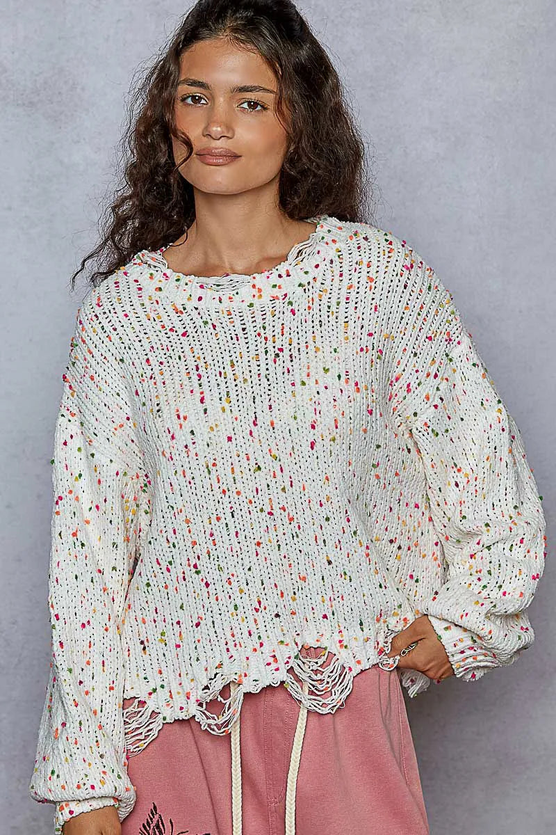 Dame Rund Hals Genser med Frynser Polyester Langermet Casual 7