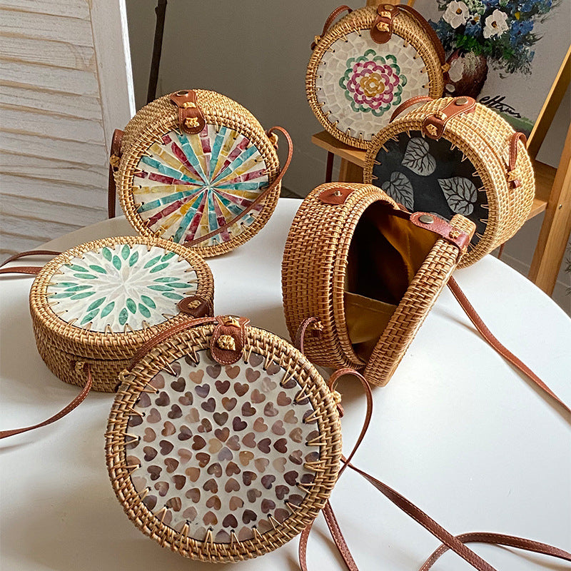 Dame Rund Veske med Kunstnerisk Design 1