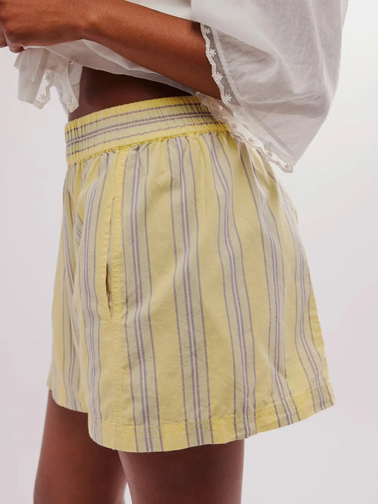 Dame Shorts Høyt Liv Stripete Linblanding Komfortabel Sommerstil 2