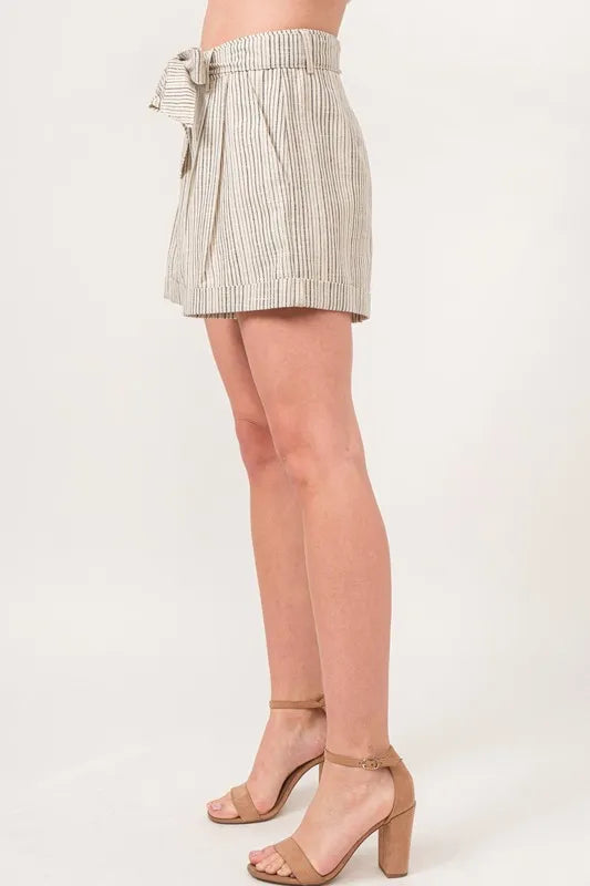 Dame Shorts Linstoff Stripete Løs Passform 1