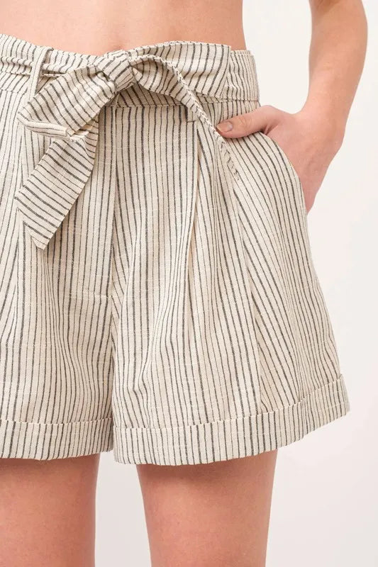 Dame Shorts Linstoff Stripete Løs Passform 5