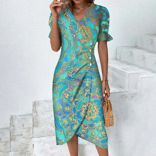 Dame Sommerkjole Flatterende Lett Polyester 10