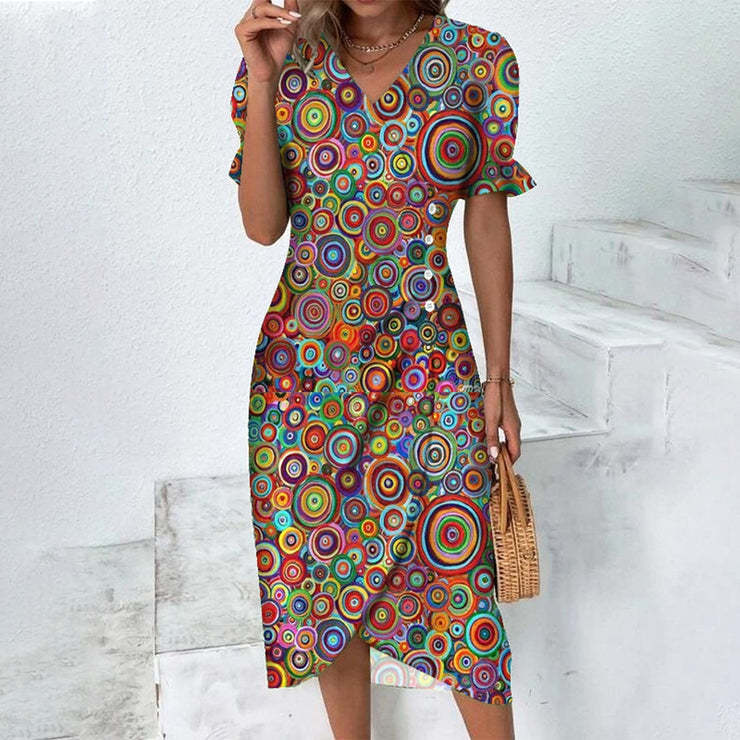 Dame Sommerkjole Flatterende Lett Polyester 5