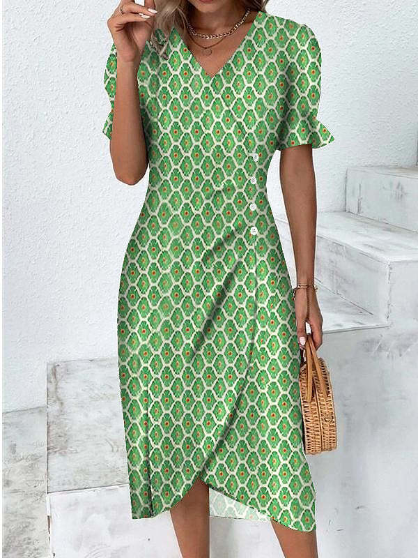 Dame Sommerkjole Flatterende Lett Polyester 7