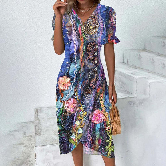 Dame Sommerkjole Flatterende Lett Polyester 8