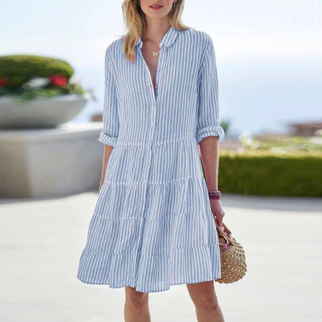 Dame Sommerkjole V-Hals Lett Lin Lang Design 1