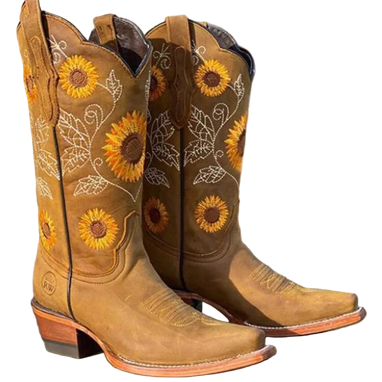 Dame Støvler Boho Chic Med Solsikkemotiv 0