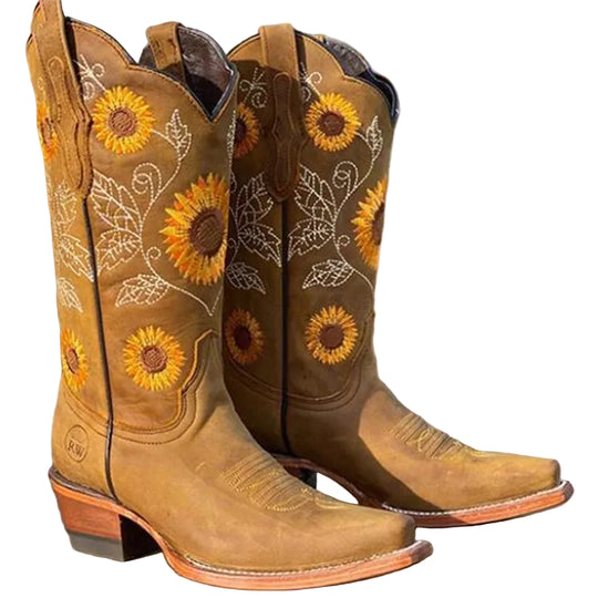 Dame Støvler Boho Chic Med Solsikkemotiv 0