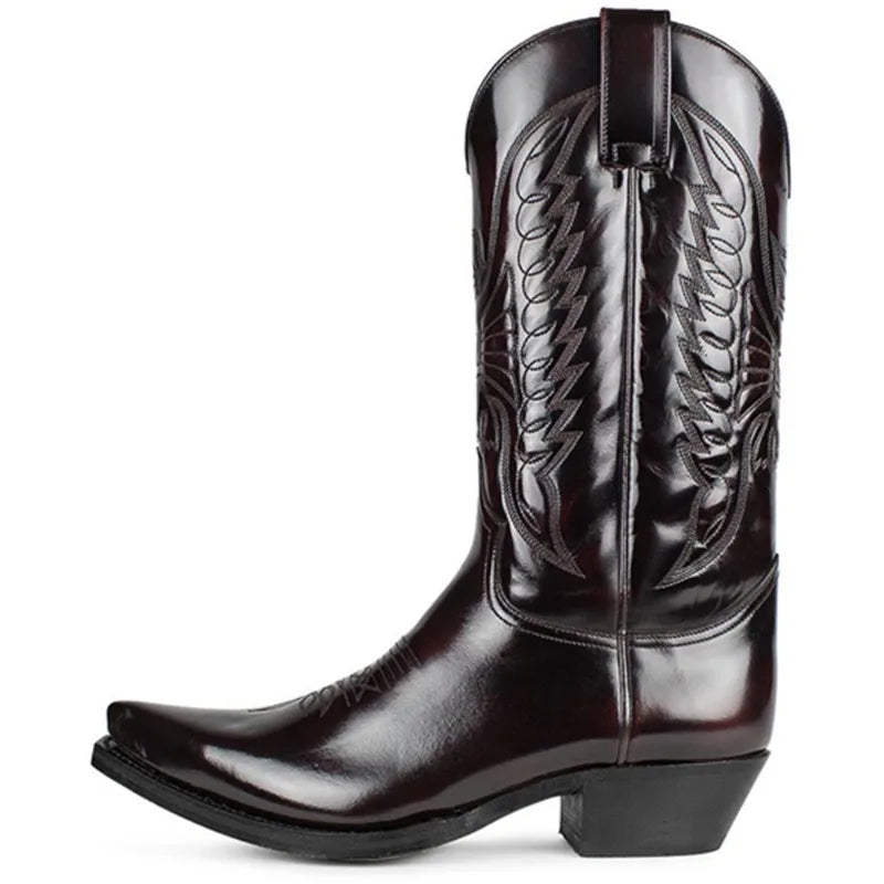 Dame Støvletter Mid-calf Retro Stil Kunstlær med Sidelukking og Spiss Tå 5