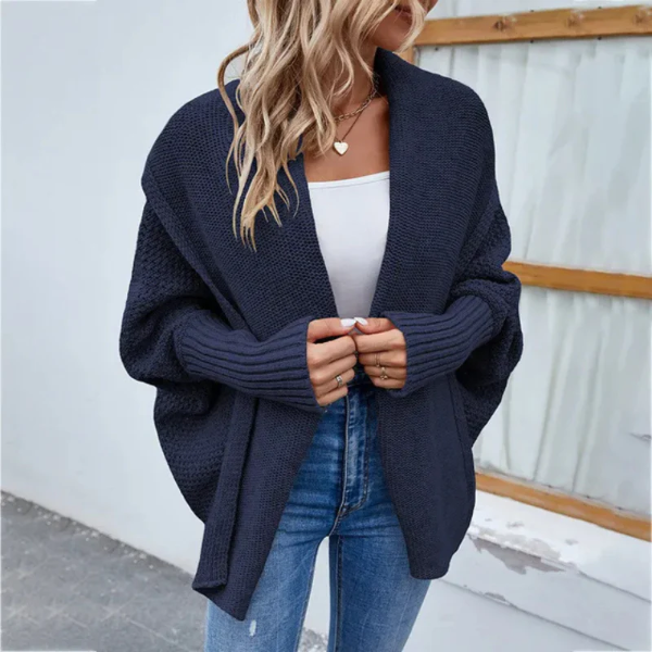 Dame Strikket Cardigan Åpen Front Oversized Passform 3