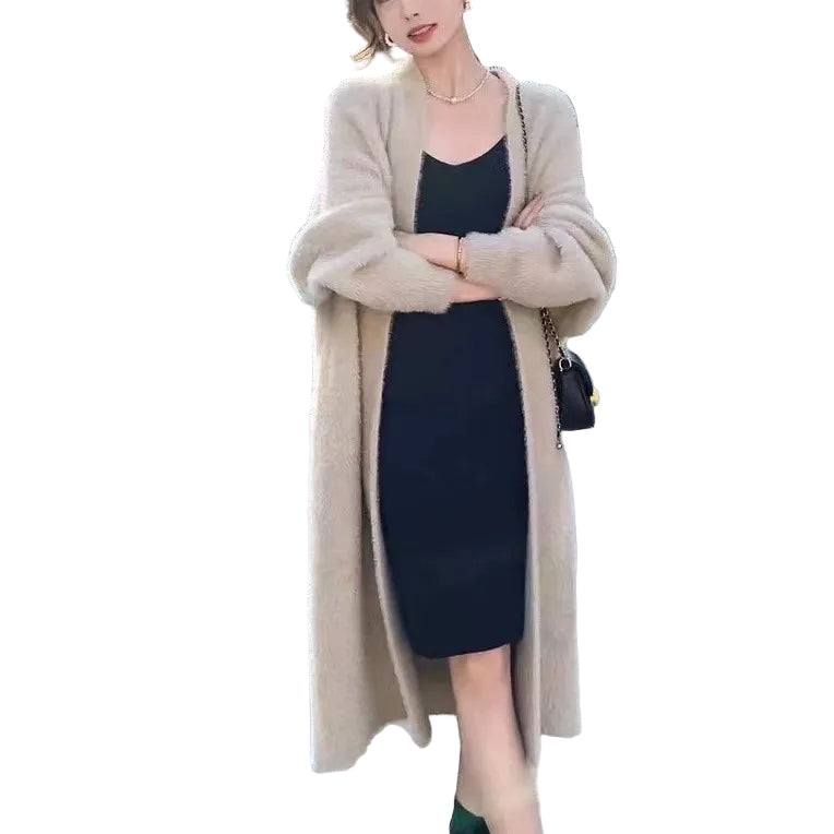 Dame Strikket Cardigan – Myk Fleece – Oversized Passform 0