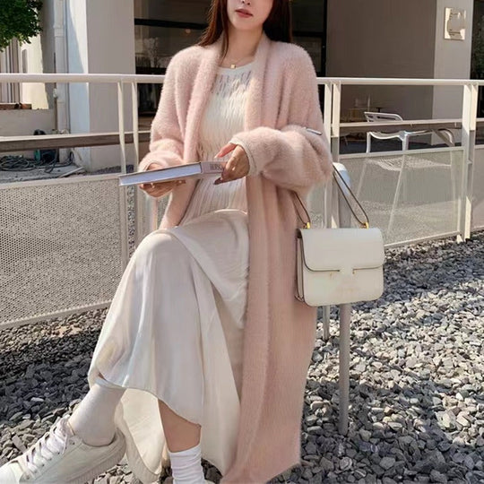 Dame Strikket Cardigan – Myk Fleece – Oversized Passform 1