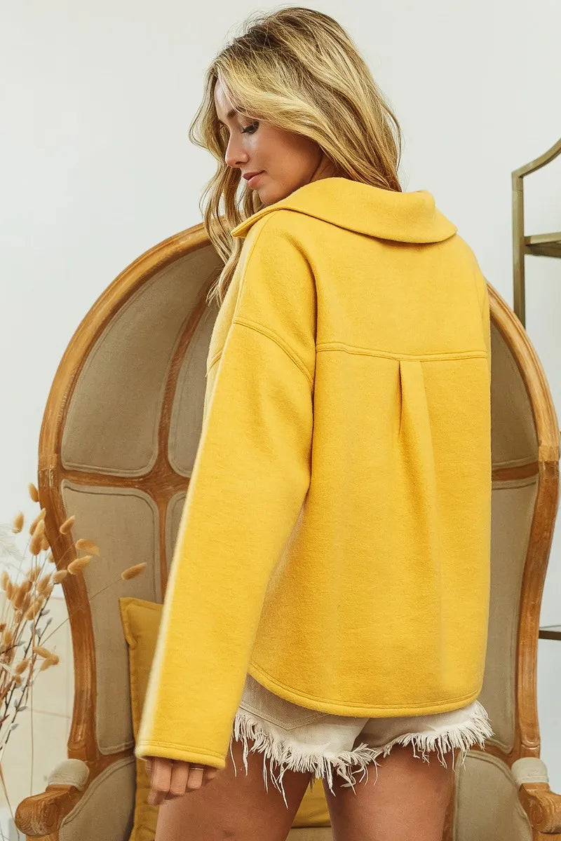 Dame Sweatshirt med Krage og Lommer i Fleece 3