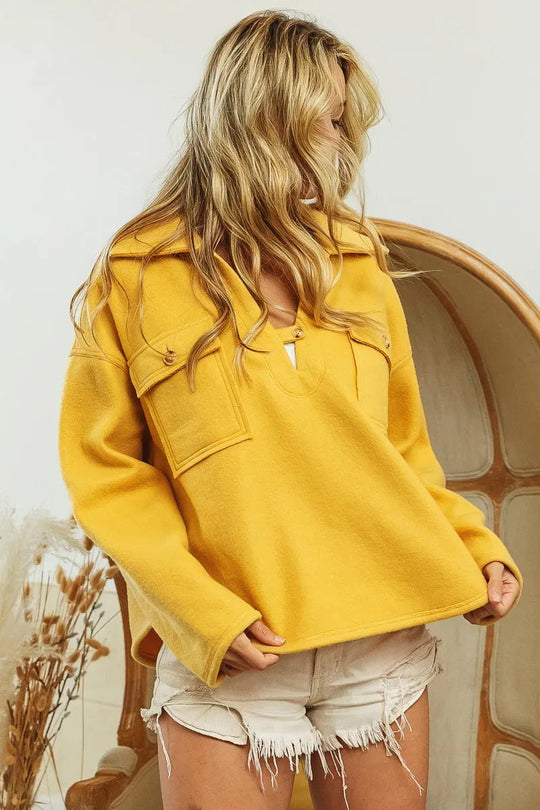 Dame Sweatshirt med Krage og Lommer i Fleece 4