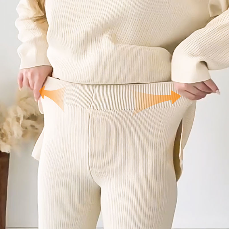 Dame To-delt Sett V-hals med Brede Bukser - Matchende Sett Dame 2