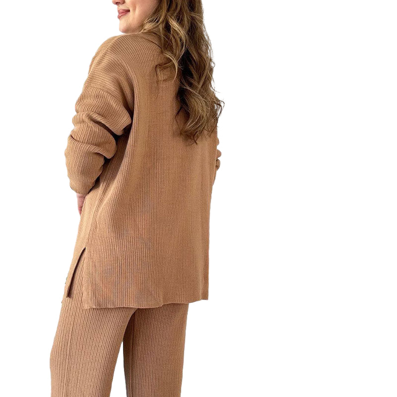 Dame To-delt Sett V-hals med Brede Bukser - Matchende Sett Dame 5