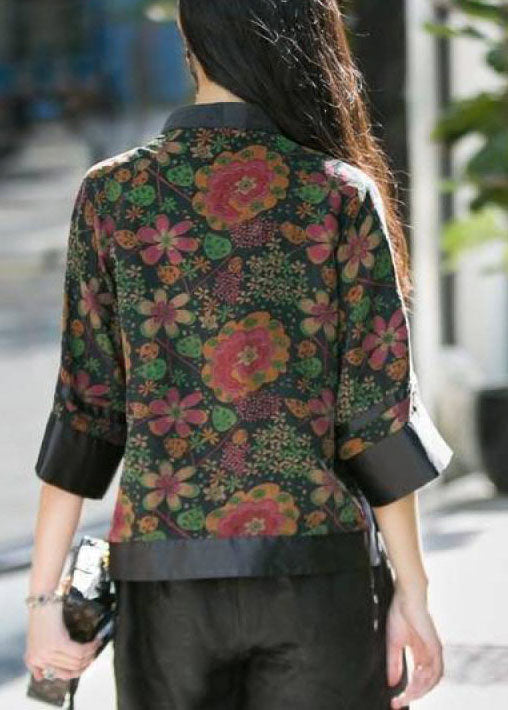 Dame Topp med Stativ Krage og Patchwork Design 4