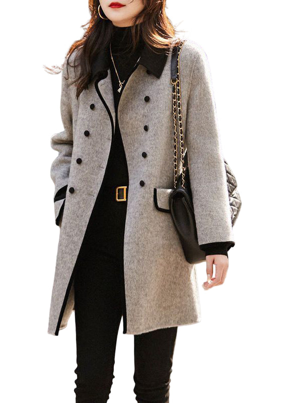 Dame Trench Coat Dobbel Bryst Patchwork 0