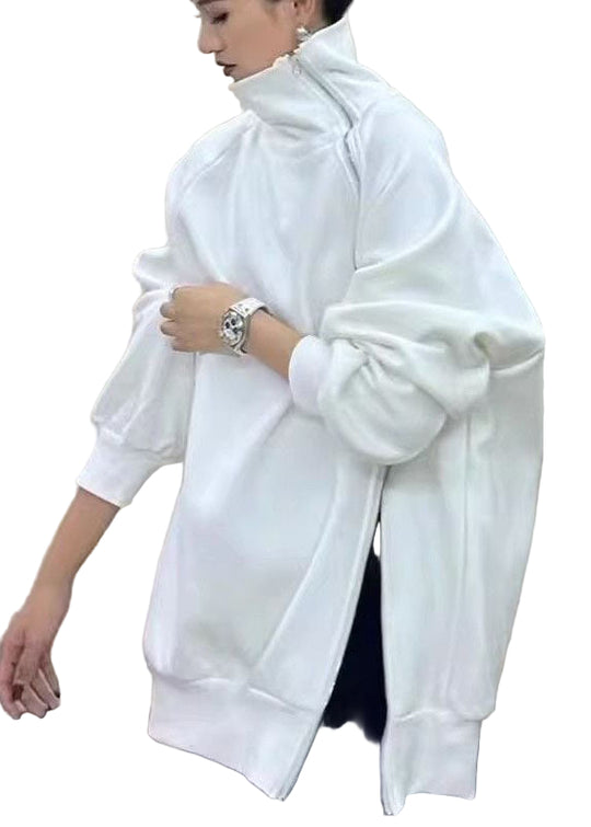 Dame Turtleneck Fleece Sweatshirt med Åpen Side 0