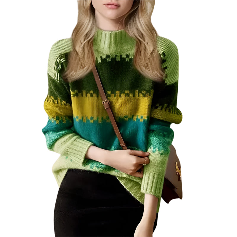 Dame Turtleneck Genser Pixelmønster Strikket 0
