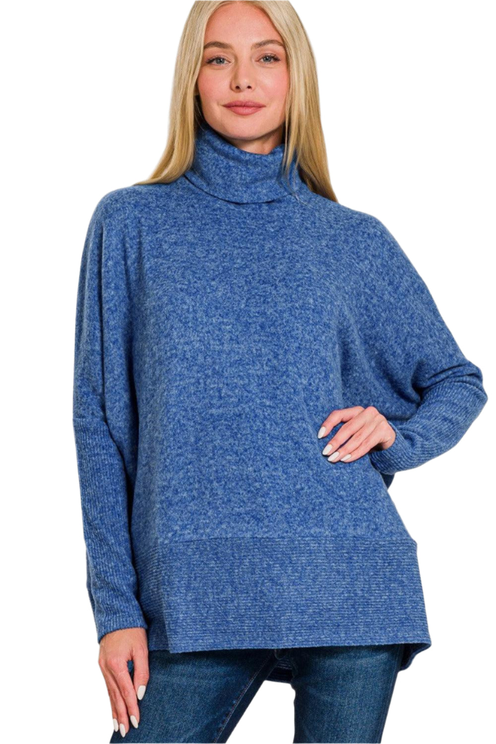 Dame Turtleneck Genser i Melert Hacci 0
