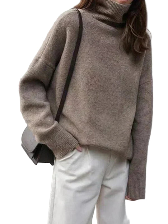Dame Turtleneck Genser i Ullblanding med Avslappet Passform 0