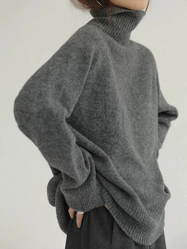 Dame Turtleneck Genser i Ullblanding med Avslappet Passform 3