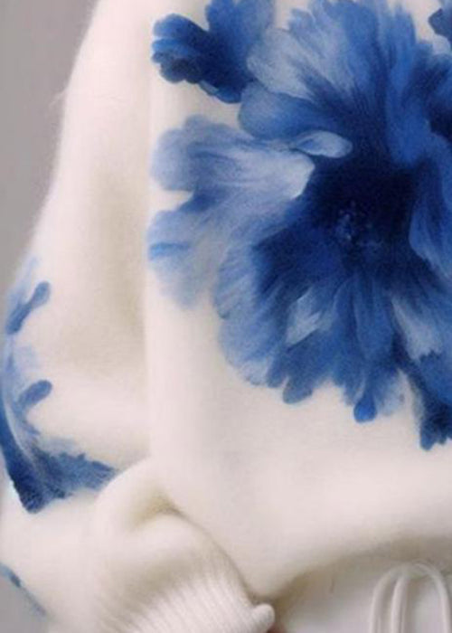 Dame Turtleneck Strikket Genser med Print 3