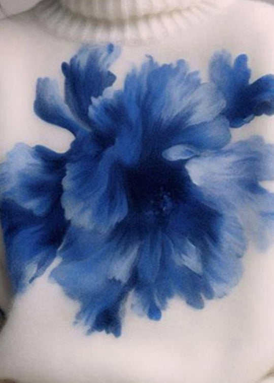 Dame Turtleneck Strikket Genser med Print 4