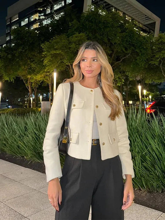 Dame Tweed Jakke Skreddersydd Med Stilrent Snitt 5