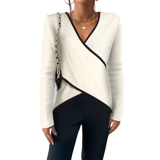 Dame V-Ausschnitt Pullover i Klassisk Design 0