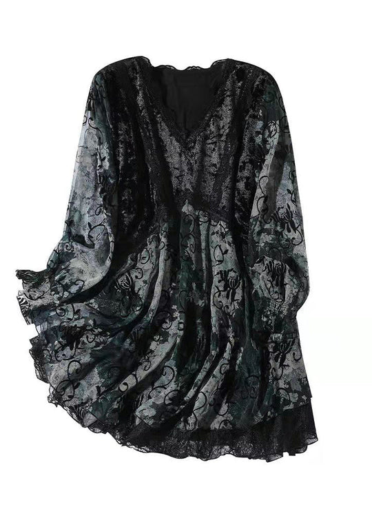 Dame V-hals Chiffon-stil Topper med Lagdeling 4