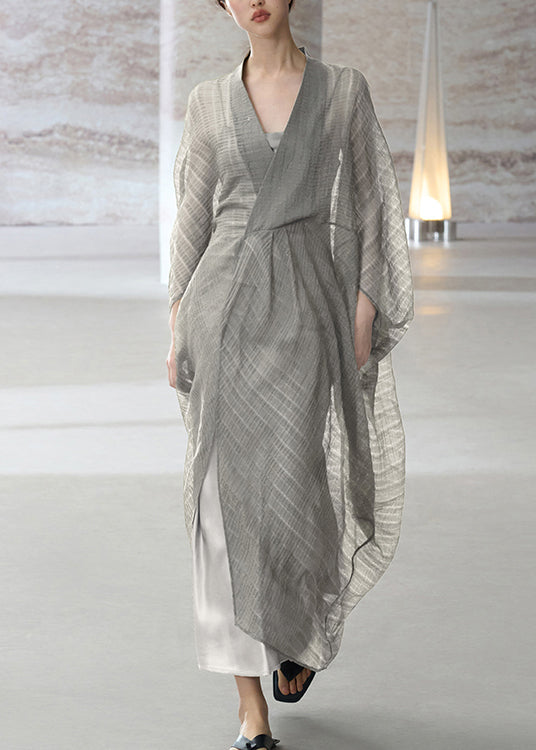 Dame V-hals Patchworkkjole Todelt Sett 1