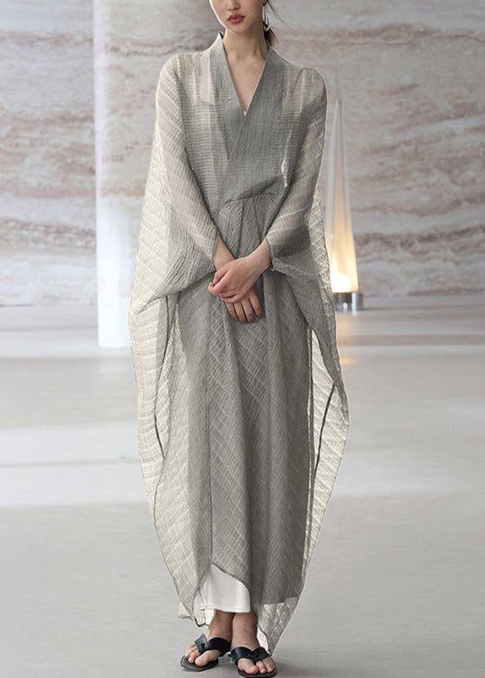 Dame V-hals Patchworkkjole Todelt Sett 2