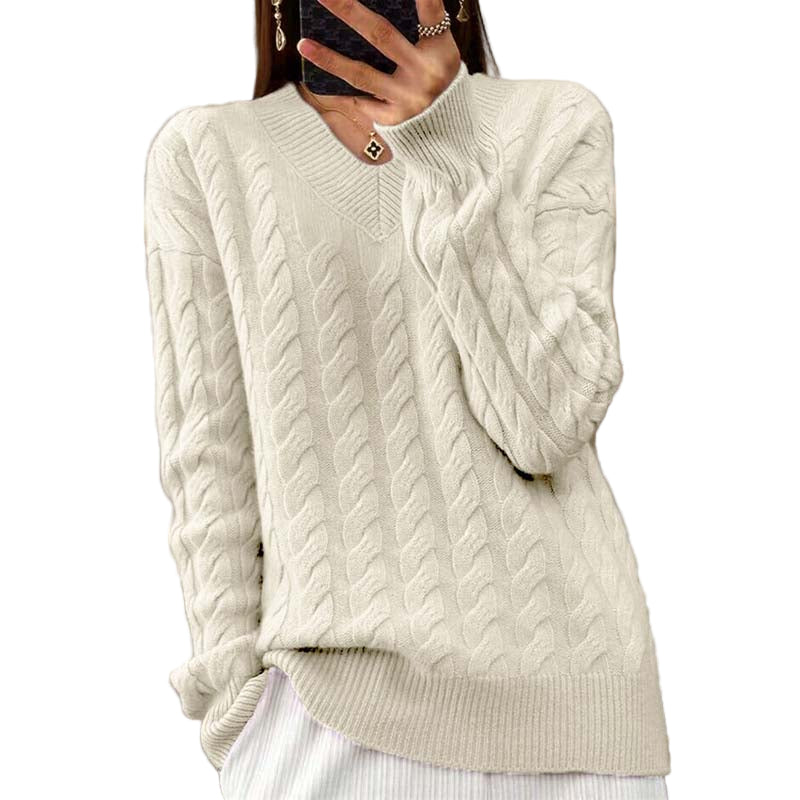 Dame V-hals Strikket Genser Allsidig Stil 0