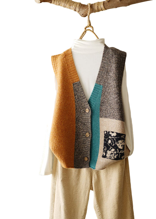 Dame V-hals Strikket Strandvest 0